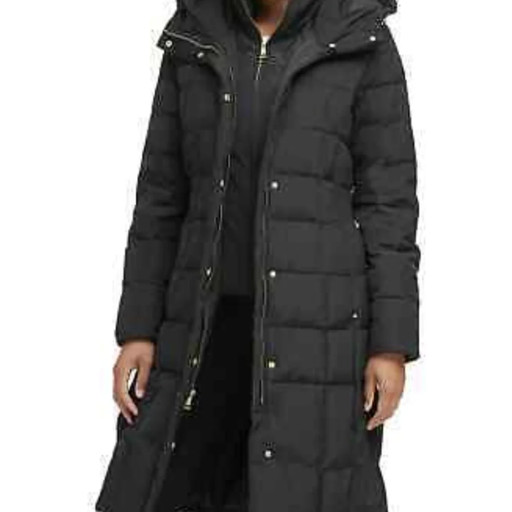 Cole Haan Bib Insert Down and Feather Fill Coat Black Petite Small - Picture 2 of 9